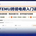 (15682期)TEMU跨境电商入门课,店铺注册流程,商品创建方法,新手快速开店指南