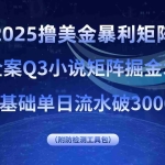 (15904期)2025撸美金暴利矩阵,全案小说矩阵掘金术,零基础单日流水破3000+