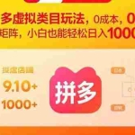 (15943期)拼多多虚拟类目玩法,0成本,可矩阵,小白也能轻松日入1000+