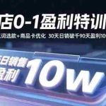 (15956期)抖店0-1盈利特训课:以词选款+商品卡优化 30天日销破千90天盈利10w