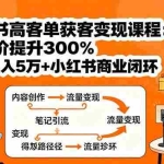 (15981期)小红书高客单获客变现课程:客单价提升300%,打造月入10万+小红书商业闭环