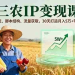 （16044期）三农IP变现课，人设定位、脚本结构、流量获取，30天打造月入5万+带货账号