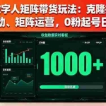 （16050期）AI数字人矩阵带货玩法：克隆技术、文案驱动、矩阵运营，0粉起号日入千元