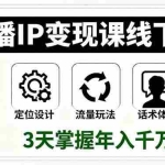 （16065期）直播IP变现课线下课，定位设计、流量玩法、话术体系，3天掌握年入千万密码