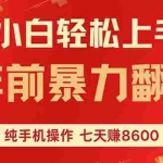 （16080期）七天狂赚8600，小白纯手机操作，日入1000+