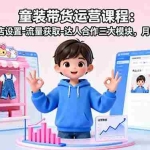 （16081期）童装带货运营课程：涵盖开店设置-流量获取-达人合作三大模块，月销百万+