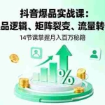 （16112期）抖音爆品实战课：选品逻辑、矩阵裂变、流量转化，14节课掌握月入百万秘籍