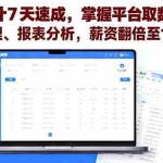 (16192期)电商会计7天速成,掌握平台取数、财税处理、报表分析,薪资翻倍至12k+