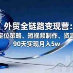 (16173期)外贸全链路变现营:覆盖定位策略、短视频制作、资源对接,90天实现月入5w