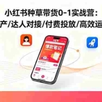 (16310期)小红书种草带货0-1实战营:笔记生产/达人对接/付费投放/高效运营打法