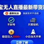 (16327期)淘宝无人直播最新带货最新玩法, 独家技术不违规,也不封号,只需要挂…