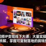 (16410期)短视频IP变现线下大课:大量实操案例逐帧拆解,掌握可复制落地的搞钱技能