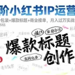 （16442期）高阶小红书IP运营课：账号包装+爆款标题+商业接单，月入过万实战指南