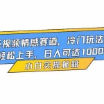 （16567期）治愈系视频情感赛道，冷门玩法，小白轻松上手，日入可达1000+