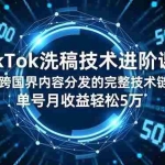（16693期）TikTok洗稿技术进阶课，掌握跨国界内容分发的完整技术链路，单号月收益轻松5万