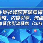 （16786期）外贸 社媒获客破局课，平台策略、内容引擎、询盘转化，构建体系化引流系统（10月-11月）