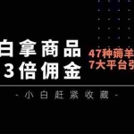 （16780期）0撸白拿商品，还拿3倍佣金，47种薅羊毛方法，7大平台全方位引流技术教学，精专月入过万