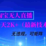 （16920期）淘宝无人直播【最新技术】，独家方法，一天搞2K+，无违规封号，支持矩阵操作，长期稳定