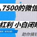 （16962期）日入7500的微信推客，首批红利，自用省钱、分享赚钱，0门槛小白闭眼冲！