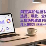 （17080期）淘宝高阶运营私家课：选品、爆款、全店动销，三模块构建盈利闭环，月入破5万（更新26年1月）