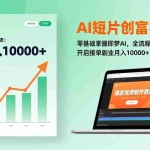 （17236期）AI短片创富实战课：零基础掌握即梦AI，全流程制作爆款视频，开启接单副业月入10000+(更新)