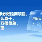 （17186期）2026年延期项目，只要你认真干，月赚几万很简单，上不封顶