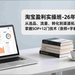 （17105期）淘宝盈利实操班-26年1月更新，从选品、流量、转化到渠道拓展，掌握SOP+12门技术（音频+字幕）