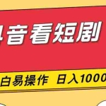 （17264期）抖音看短剧，一部手机，零投入，小白轻松上手，简单易操作，一天1000+