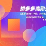 （17252期）拼多多高阶盈利课(更新2026-1月)：从市场分析到诊断优化、微付费与强付费策略，掌握系统运营