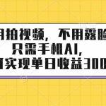（17310期）不用拍视频，不用露脸，只需手机ai，即可实现单日收益3000+