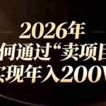 （17309期）站在2026年的十字路口：一个普通人如何通过卖项目实现年入200万