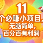 （17351期）11个必赚小项目，无脑简单，百分百有利润，副业首选，日入300+
