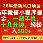 （17517期）26年微信小程序最暴利玩法，每天十几分钟，稳稳日入500+
