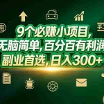 （17556期）9个必赚小项目，无脑简单，百分百有利润，副业首选，日入200+