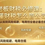 （17599期）老板财税必修课：不懂财税怎么管公司？从税种认知到风险规避，电商创业者必备合规指南