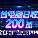 （17700期） 全自动广告挂机 · 被动收益终端，无需人工值守，一台电脑日收益200加