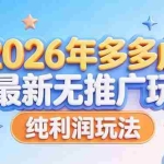 （17692期）2026年多多虚拟最新无推广，纯利润玩法