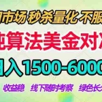 （17755期）2026美金掘金新风口-纯算法对冲震撼上线！日入1500-6000+，长久合规稳健，轻松摆脱死工资