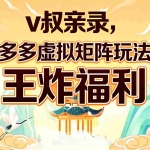 （17733期）v叔亲录，多多虚拟矩阵玩法，王炸福利限时领取