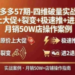 （17986期）拼多多57期-四维破量实战：原价上大促+裂变+极速推+进2退1，月销50W店操作案例