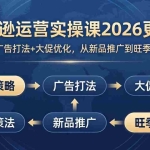 （17984期）亚马逊运营实操课2026更新：选品策略+广告打法+大促优化，从新品推广到旺季爆单全链路