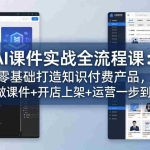 （17971期）AI课件实战全流程课：零基础打造知识付费产品，AI做课件+开店上架+运营一步到位