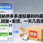 （17957期）揭秘拼多多虚拟暴利内幕，机器人回复+发货，一天几百很轻松！