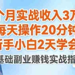 （17956期）4个月实战收入3万+，每天操作20分钟，新手小白2天学会！