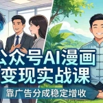 （17921期）公众号AI漫画变现实战课：星座/职场/养生多赛道+智能体发文，靠广告分成稳定增收
