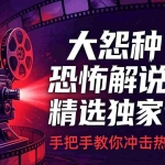 （17920期）大怨种恐怖解说精选独家课：电影下载+文案配音+片头封面，手把手教你冲击热门分成