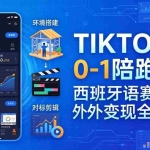 （17908期）TIKTOK 0-1 陪跑课：从环境搭建到刷对标剪辑，西班牙语赛道海外变现全流程