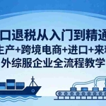 （18065期）出口退税从入门到精通：外贸+生产+跨境电商+进口+来料进料+外综服企业全流程教学