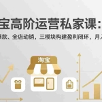 （18095期）淘宝高阶运营私家课（更新26年4月18）：选品、爆款、全店动销，三模块构建盈利闭环，月入破5万