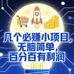 （18216期）几个必赚钱的小项目，百分百赚米，无脑简单，副业首选，日入600+